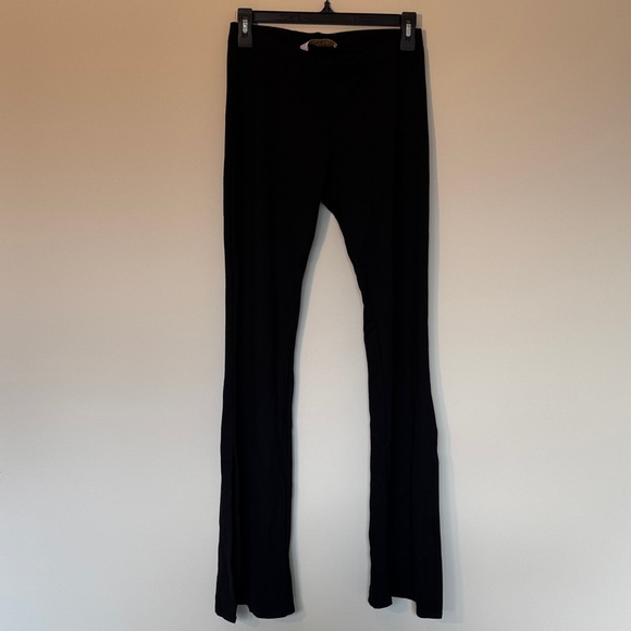 Amanda Uprichard Black Pull On Flare Split Hem Pants - M - Picture 1 of 5
